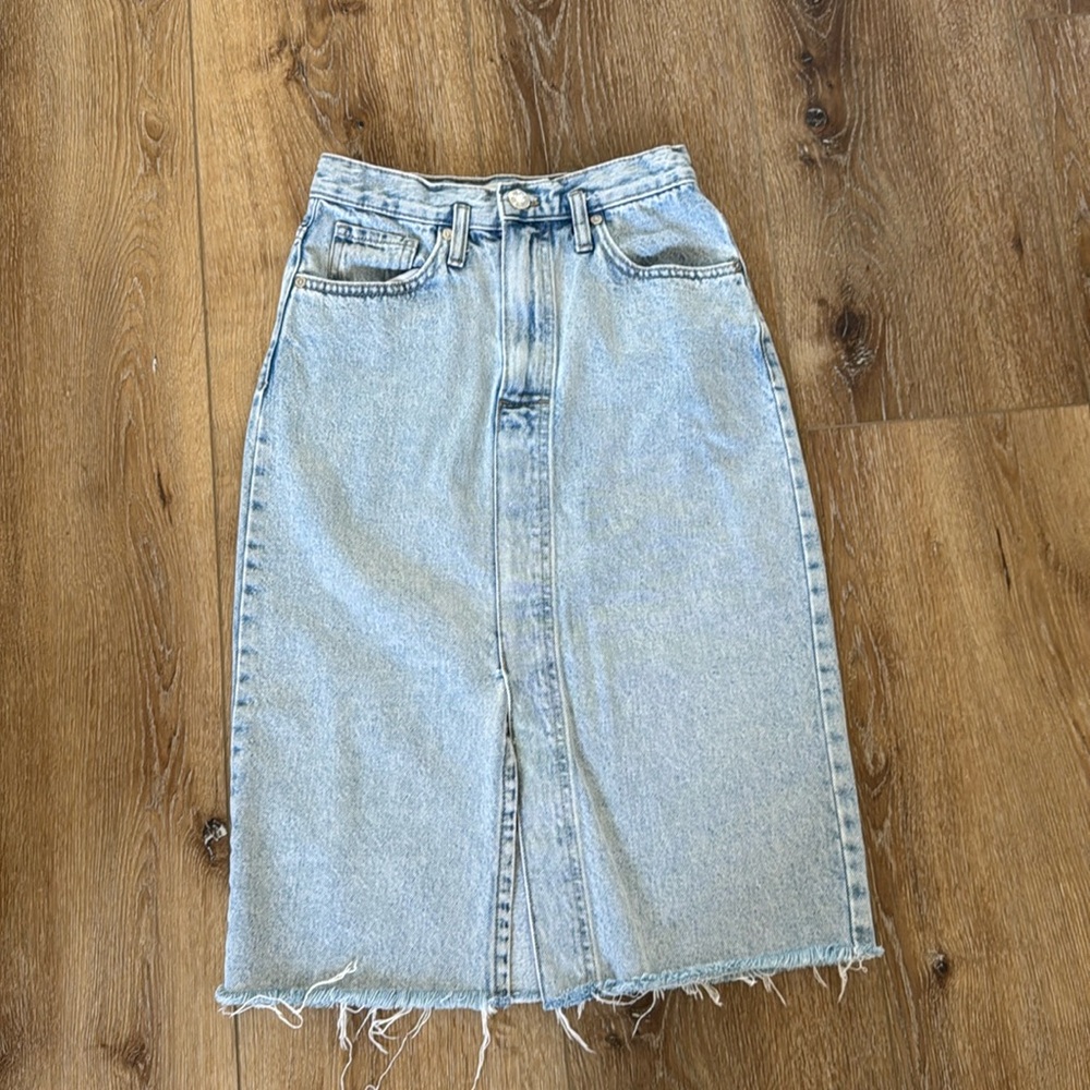 Mango denim midi skirt